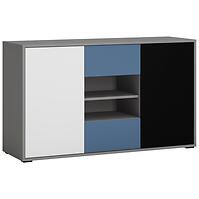 Komód Laser LASK02B 2D2S platina szürke/fekete gyöngy/alpesi fehér/kék