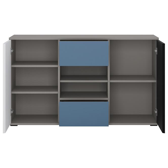 Komód Laser LASK02B 2D2S platina szürke/fekete gyöngy/alpesi fehér/kék