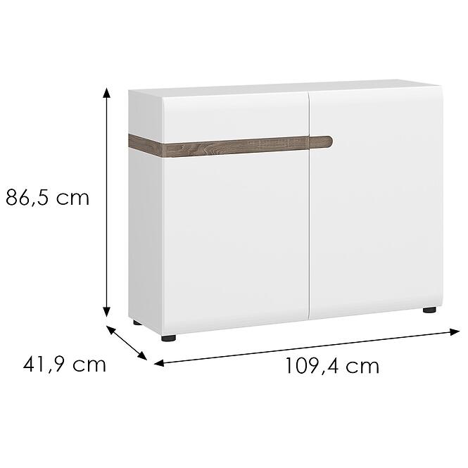 Komód Linate típus 35 2D-1S fehér alpesi/szarvasgomba/mdf fehér L,2
