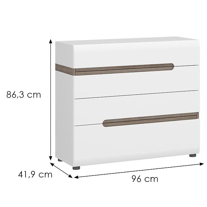 Komód Linate típus 44 4S fehér alpesi/szarvasgomba/mdf fehér L
