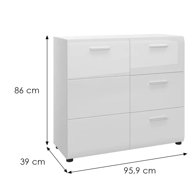 Komód Merano MEOK02 1D3S fehér alpesi/PVC fehér L,2