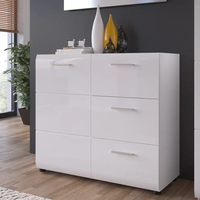 Komód Merano MEOK02 1D3S fehér alpesi/PVC fehér L
