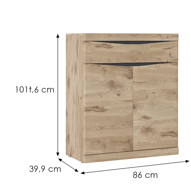 Komód Twist SUMGK1 2D1S tölgy viking/antracit/PVC tölgy viking,2