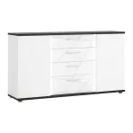 Komód Venezia VENK01 2D4S fehér alpesi/tölgy vicenza fekete/mdf fehér L