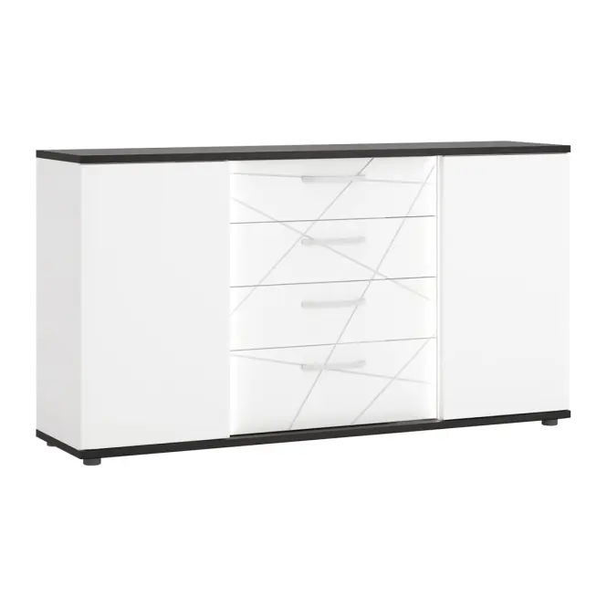 Komód Venezia VENK01 2D4S fehér alpesi/tölgy vicenza fekete/mdf fehér L