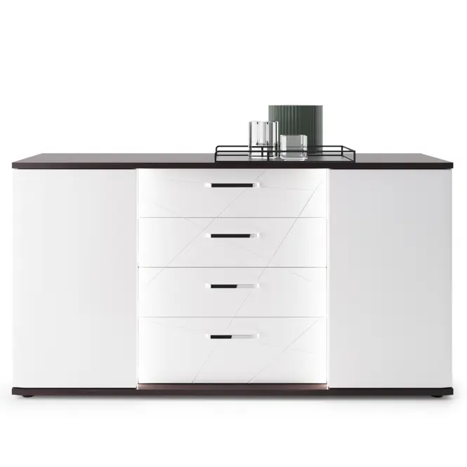 Komód Venezia VENK01 2D4S fehér alpesi/tölgy vicenza fekete/mdf fehér L,4