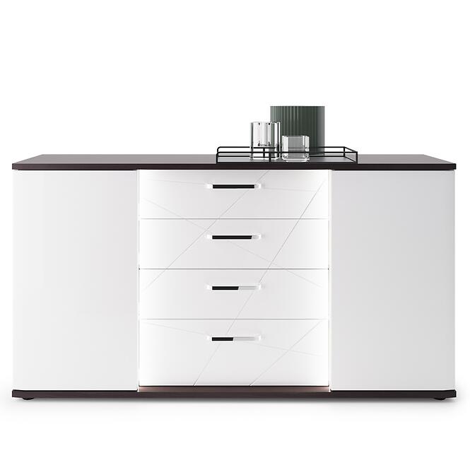 Komód Venezia VENK01 2D4S fehér alpesi/tölgy vicenza fekete/mdf fehér L,4