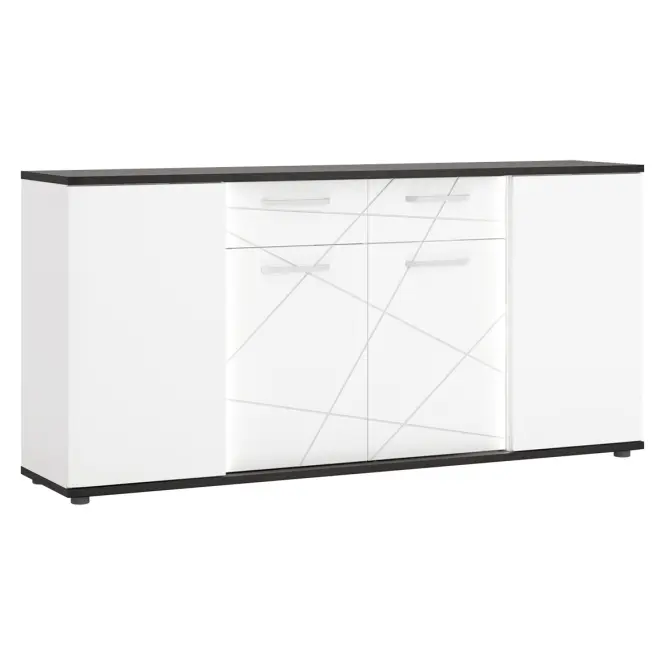 Komód Venezia VENK02 4D2S fehér alpesi/tölgy vicenza fekete/mdf fehér L