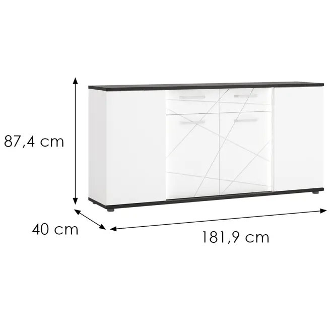 Komód Venezia VENK02 4D2S fehér alpesi/tölgy vicenza fekete/mdf fehér L,2