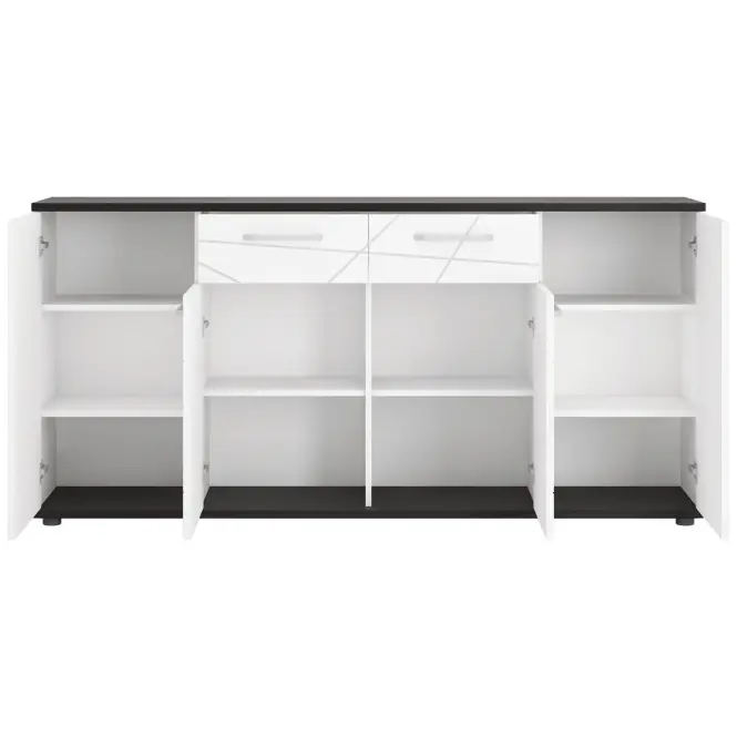 Komód Venezia VENK02 4D2S fehér alpesi/tölgy vicenza fekete/mdf fehér L,3