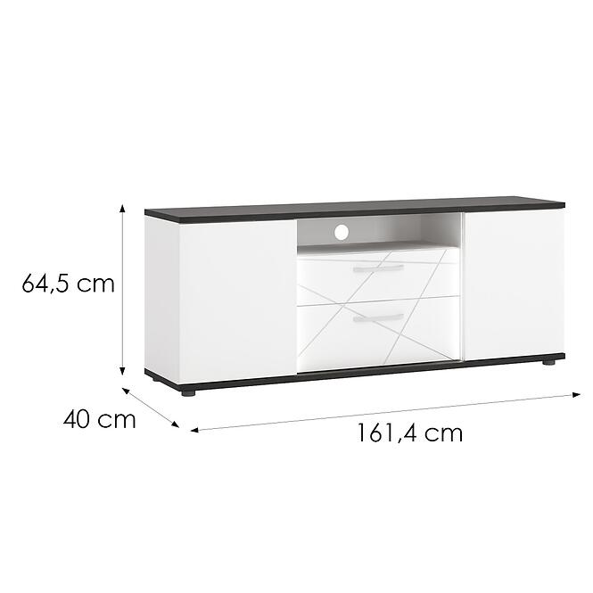 Komód RTV Venezia VENF01 2D2S fehér alpesi/tölgy vicenza fekete/mdf fehér L,2