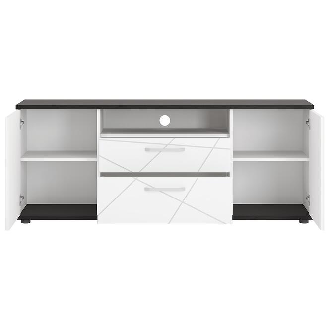 Komód RTV Venezia VENF01 2D2S fehér alpesi/tölgy vicenza fekete/mdf fehér L,3