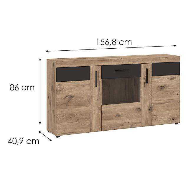 Komód Grano GRNK02 3D tölgy viking/pvc tölgy viking/pvc szürke terület,2