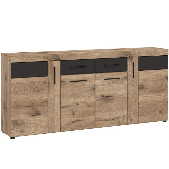 Komód Grano GRNK03 4D2S tölgy viking/pvc tölgy viking/pvc szürke terület