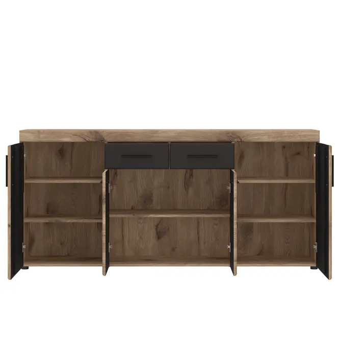 Komód Grano GRNK03 4D2S tölgy viking/pvc tölgy viking/pvc szürke terület,3