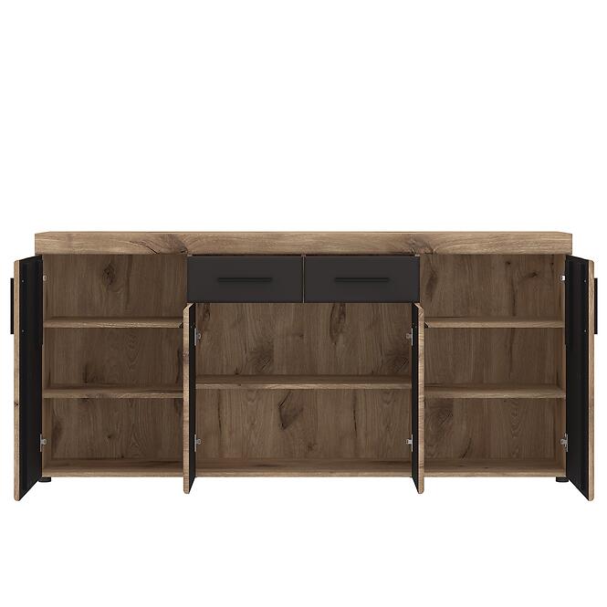 Komód Grano GRNK03 4D2S tölgy viking/pvc tölgy viking/pvc szürke terület,3