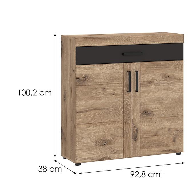 Komód Grano GRNGK1 2D1S tölgy viking/pvc tölgy viking/pvc szürke terület,2
