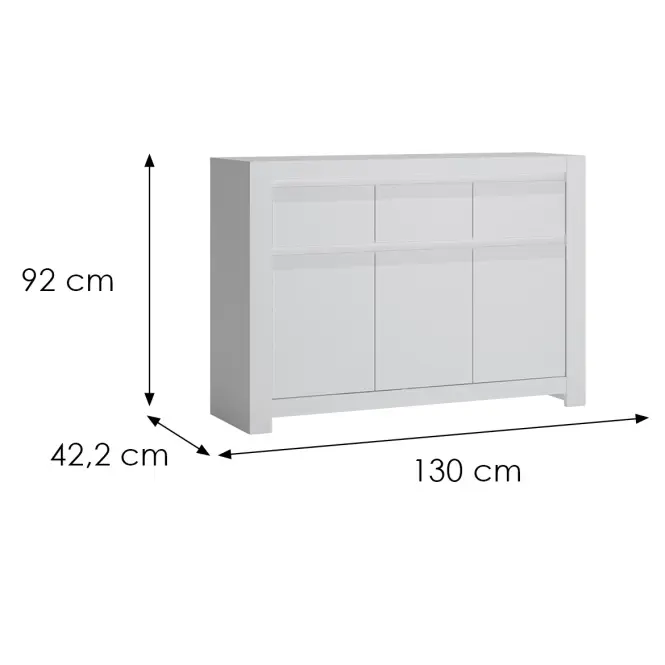 Komód Novi NVIK04 3D3S fehér alpin/pvc fehér szupermat