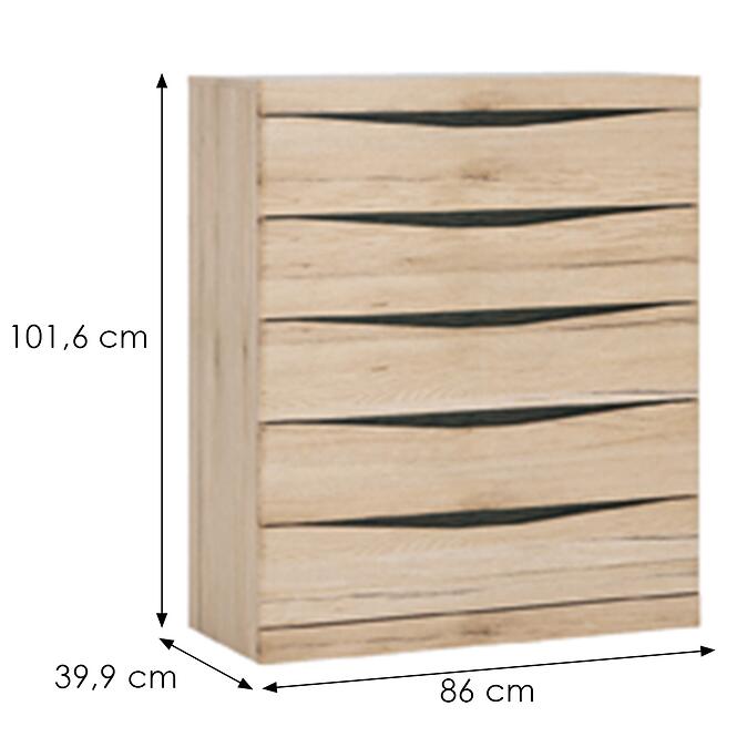 Komód Summer típus 34 5S san remo fényes/arusha/srs mdf,2