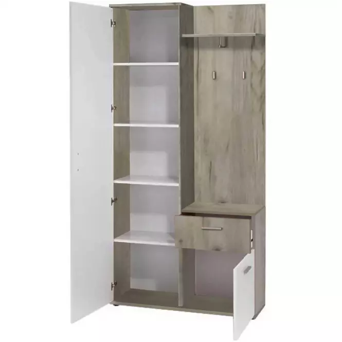 Előszobafal Justus fehér/country grey,3