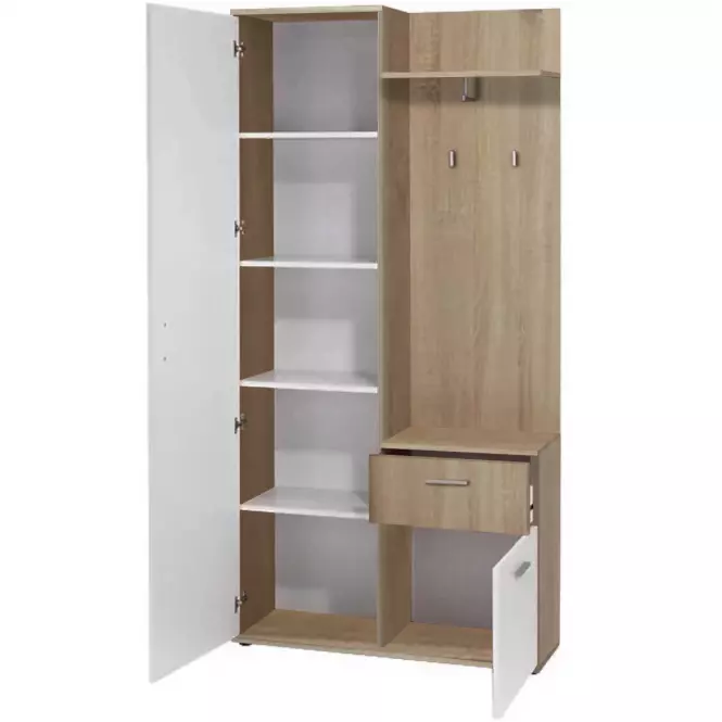Előszobafal Justus fehér/tölgy sonoma,3