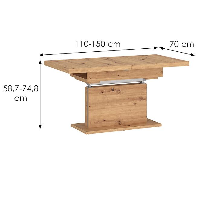 Dohányzóasztal Cortado CRTT14 emelővel tölgy artisan