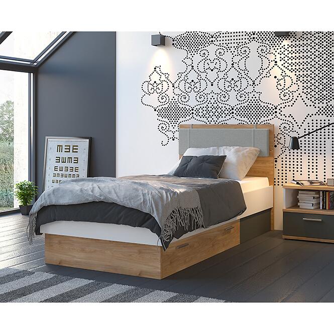 Ágy Twenty TWEZ01 120 1S tölgy honey castello/alpesi fehér/grafit szürke