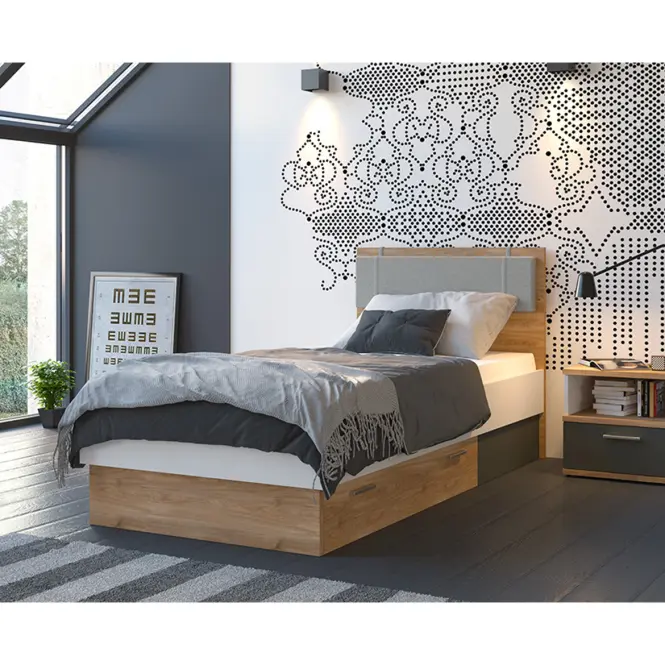 Ágy Twenty TWEZ01 120 1S tölgy honey castello/alpesi fehér/grafit szürke,4