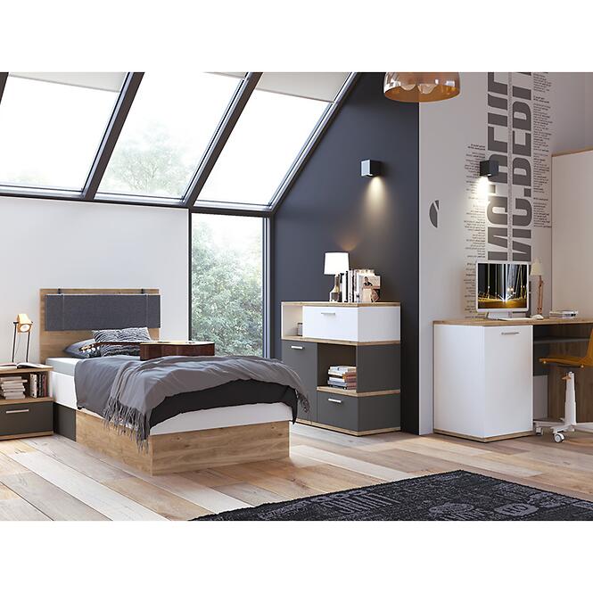 Ágy Twenty TWEZ01 120 1S tölgy honey castello/alpesi fehér/grafit szürke