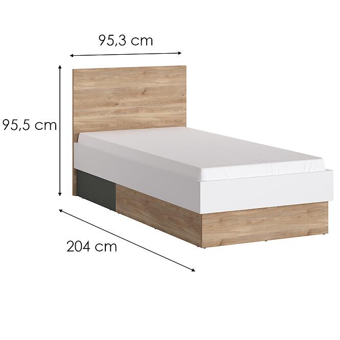 Ágy Twenty TWEZ02 90 1S tölgy honey castello/alpesi fehér/grafit szürke