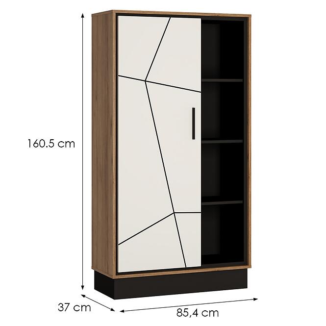 Regál Brolo BROR01 1D tölgy catania/fekete gyöngy/mdf fehér hg,2