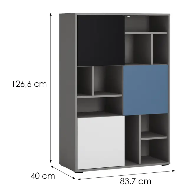 Regál Laser LASR02B 3D platina szürke/fekete gyöngy/alpesi fehér/kék