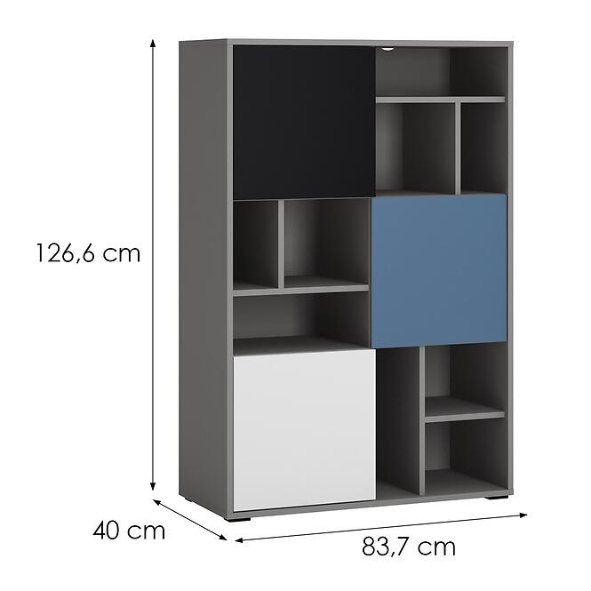 Regál Laser LASR02B 3D platina szürke/fekete gyöngy/alpesi fehér/kék