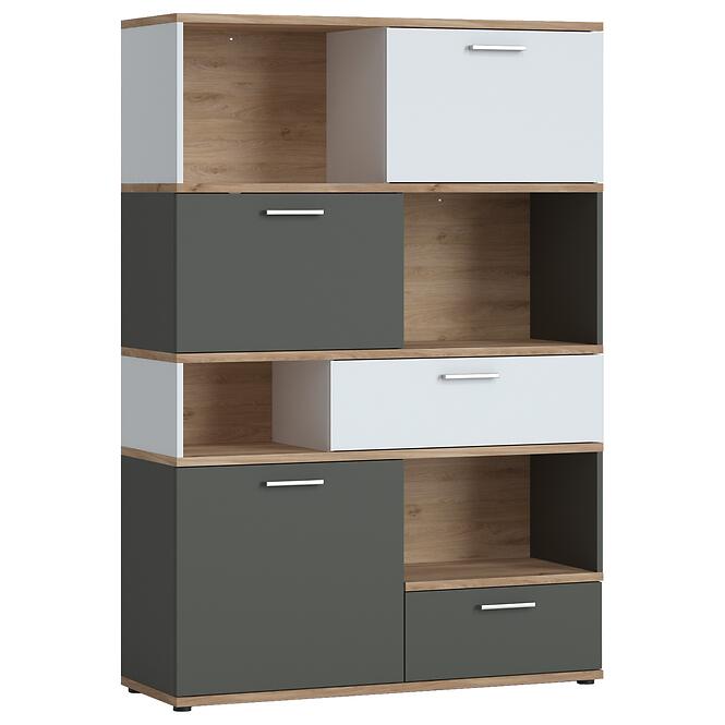Regál Twenty TWER01 3D2S tölgy honey castello/alpesi fehér/grafit szürke