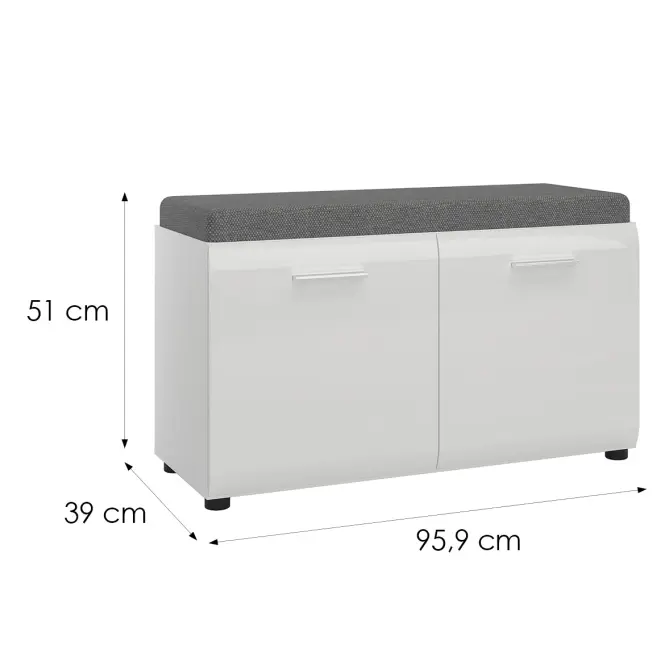 Cipősszekrény Merano MEOG03 2D alacsony alpesi fehér/pvc fehér L