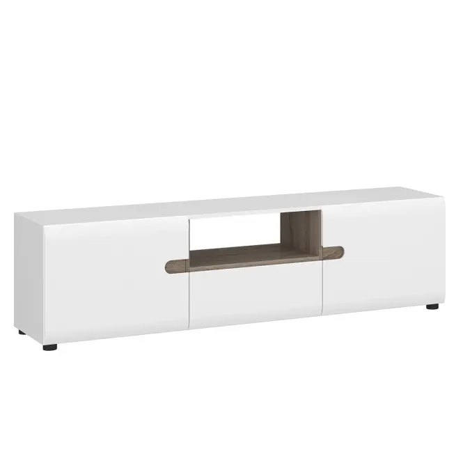 Komód RTV Linate típus 50 2D1S alpesi fehér/trufla/mdf fehér l