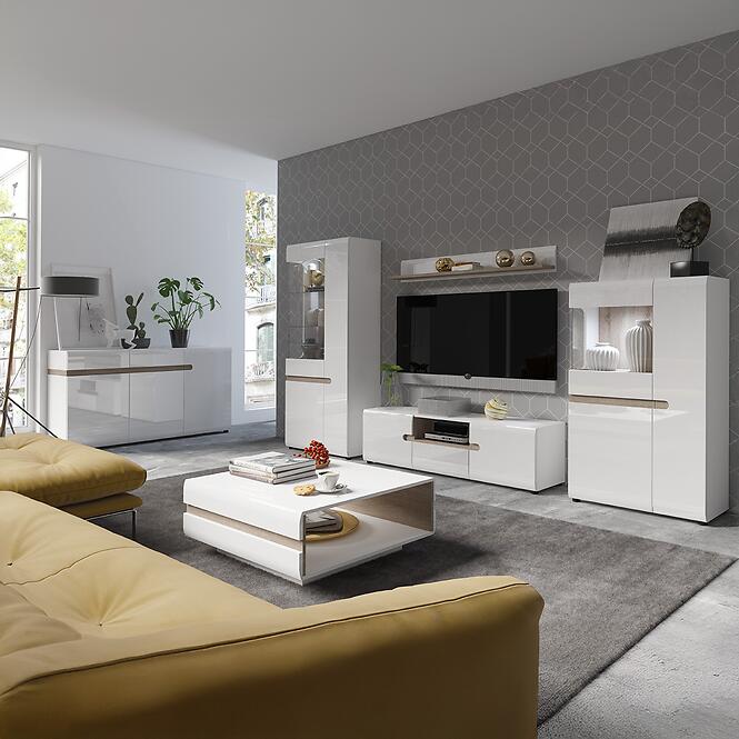 Komód RTV Linate típus 50 2D1S alpesi fehér/trufla/mdf fehér l,3