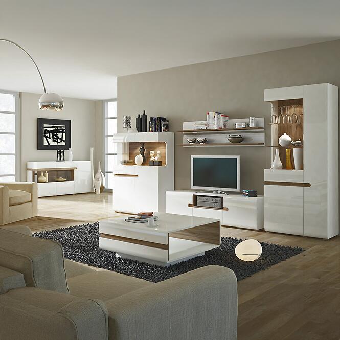 Komód RTV Linate típus 50 2D1S alpesi fehér/trufla/mdf fehér l