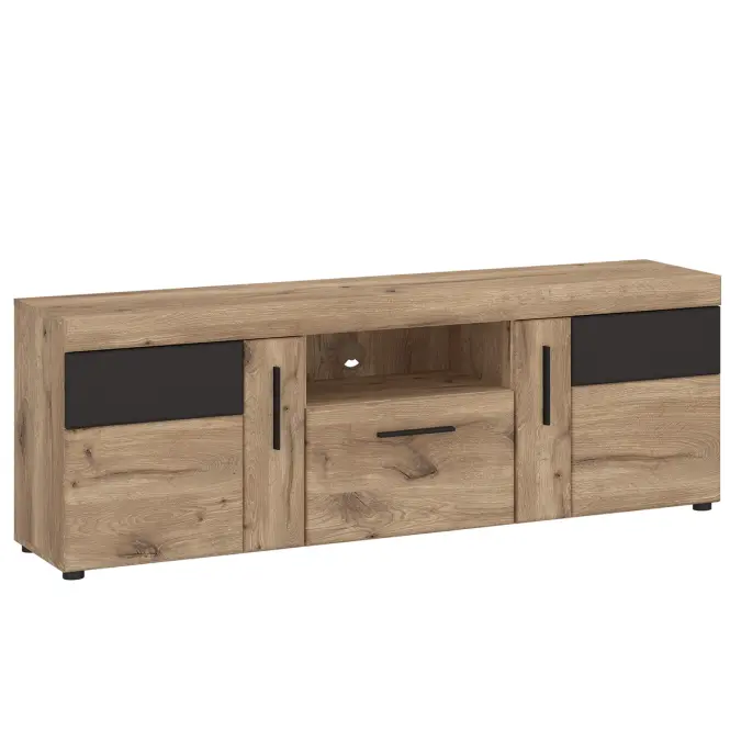 Komód RTV Grano GRNF01 2D1S tölgy viking/pvc tölgy viking/pvc szürke terület