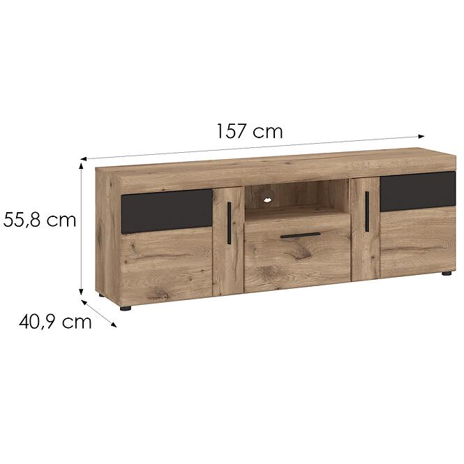 Komód RTV Grano GRNF01 2D1S tölgy viking/pvc tölgy viking/pvc szürke terület,2