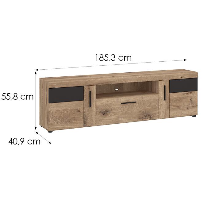 Komód RTV Grano GRNF02 2D1S tölgy viking/pvc tölgy viking/pvc szürke terület