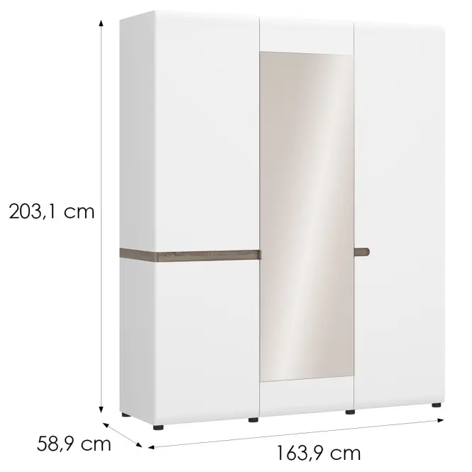 Szekrény Linate típus 22A 3D alpesi fehér/szarvasgomba/mdf fehér l,2