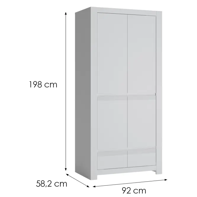 Szekrény Novi NVIS02 2D2S fehér alpin/pvc fehér szupermat