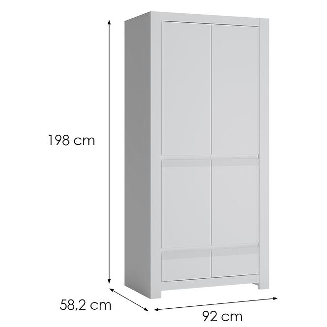 Szekrény Novi NVIS02 2D2S fehér alpin/pvc fehér szupermat