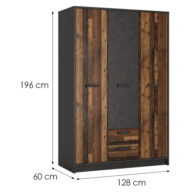 Szekrény Nubi NUBS02 3D2S matera ciemna/old style