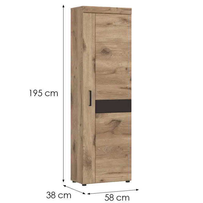 Szekrény Grano GRNGS1R 1D tölgy viking/pvc tölgy viking/pvc szürke terület