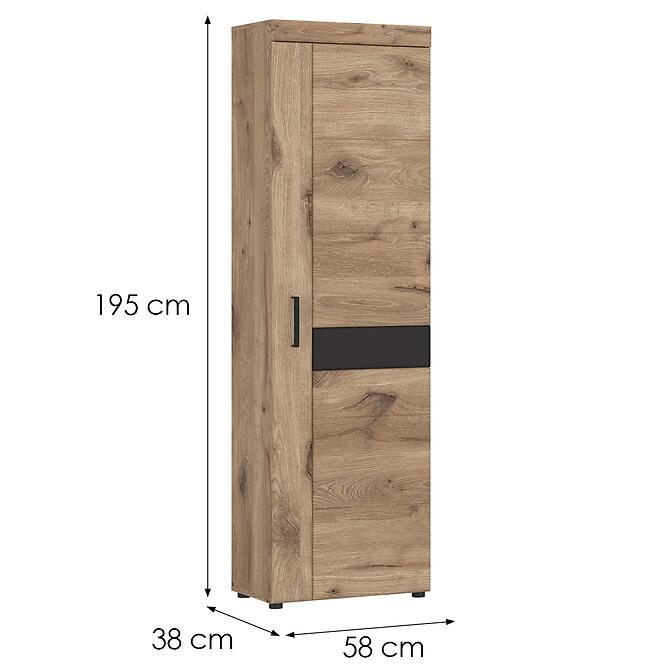 Szekrény Grano GRNGS1R 1D tölgy viking/pvc tölgy viking/pvc szürke terület