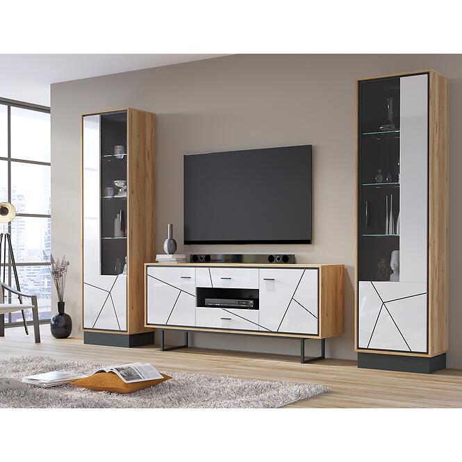 Vitrin Brolo BROV01L 1D tölgy catania/fekete gyöngy/mdf fehér hg,5