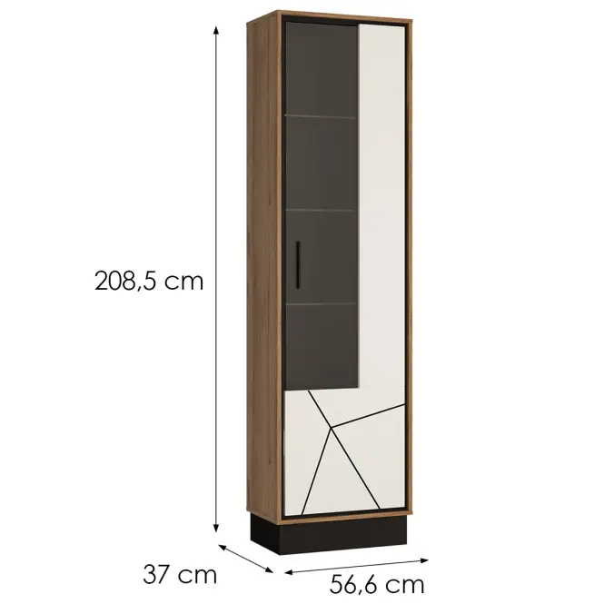 Vitrin Brolo BROV01P 1D tölgy catania/fekete gyöngy/mdf fehér hg