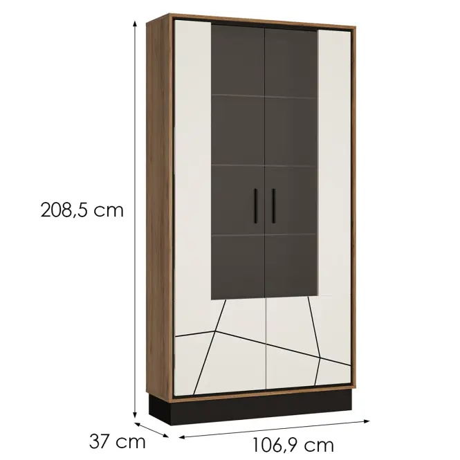 Vitrin Brolo BROV02 2D tölgy catania/fekete gyöngy/mdf fehér hg